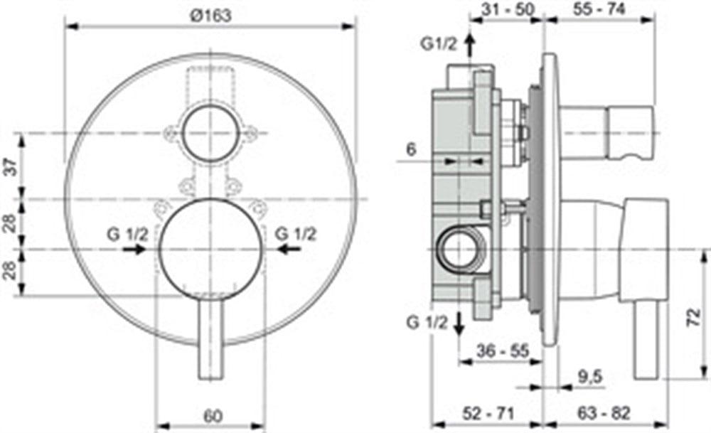 Ideal Standard Ceraline Ankastre Banyo Bataryası Mat Siyah A6939XG
