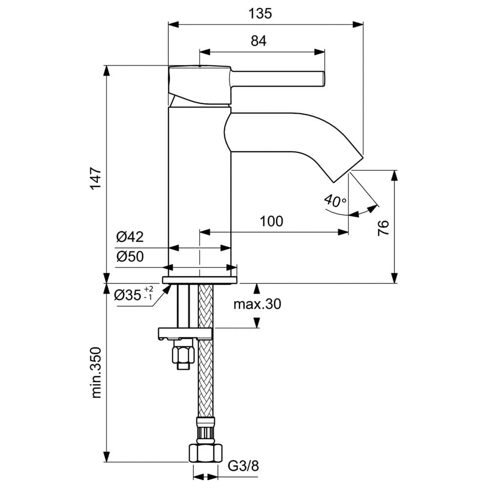 Ideal Standard Ceraline Lavabo Bataryası Mat Siyah BC268XG