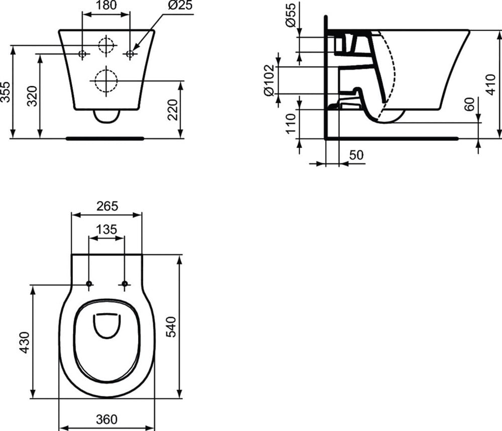 Ideal Standard Connect Air Aquablade Asma Klozet (Yavaş Kapanır Kapak Dahil) E005401