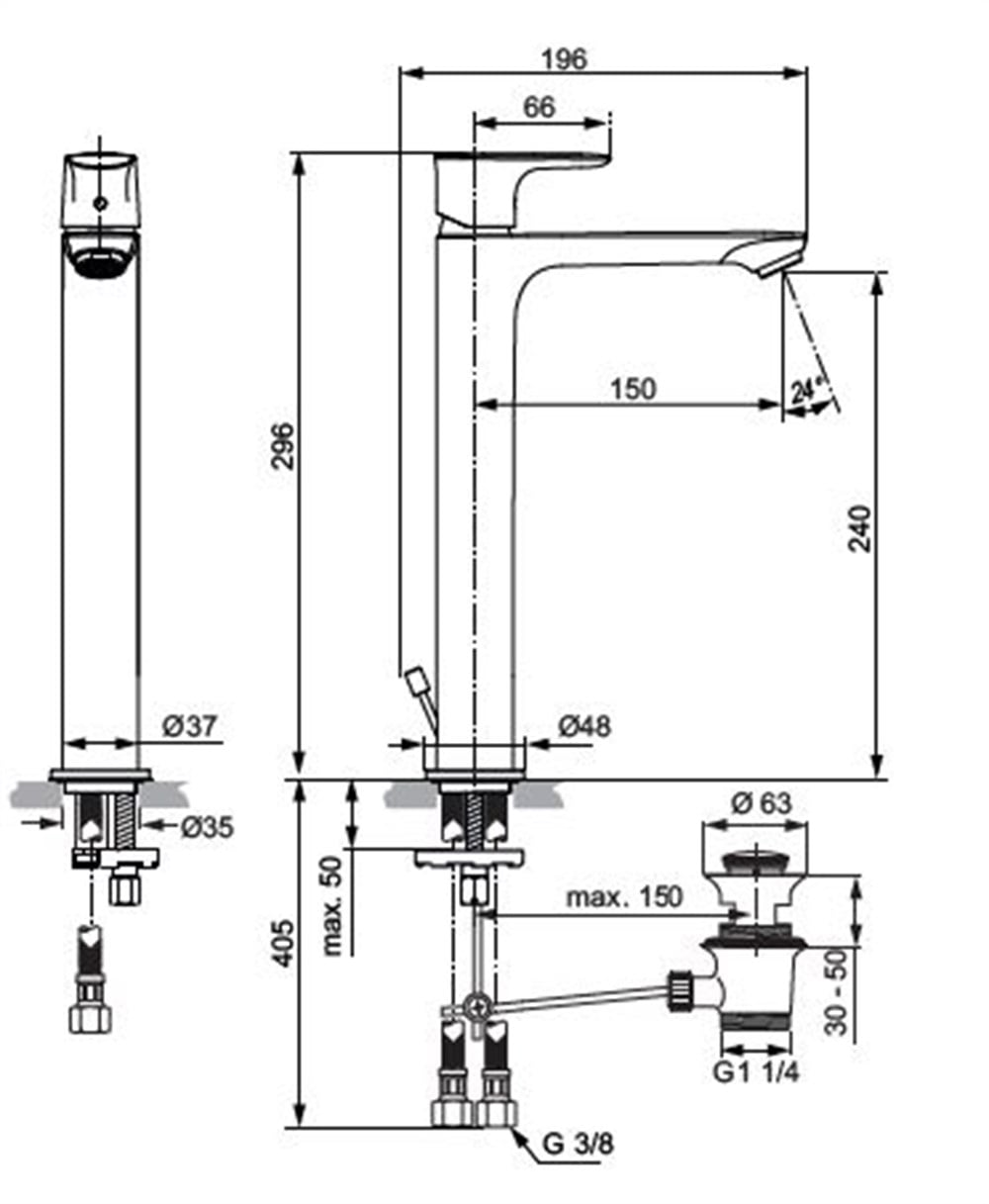 Ideal Standard Connect Air Tezgah Üstü Lavabo Bataryası