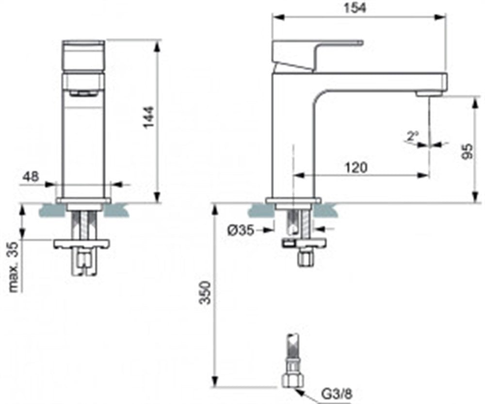 Ideal Standard Edge Slim Lavabo Bataryası Krom A7103AA