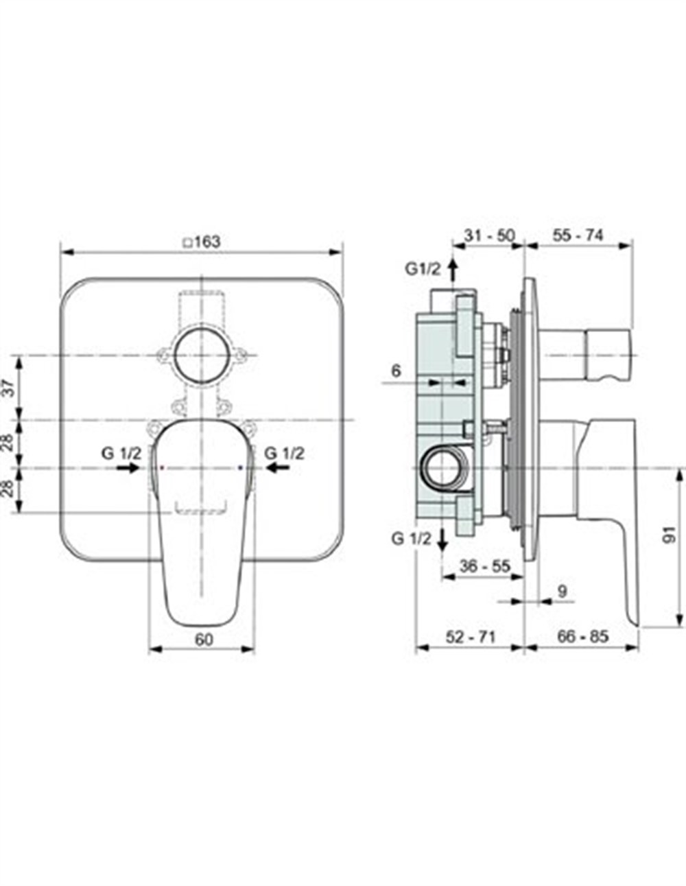 Ideal Standard Esla Ankastre Banyo Bataryası (Sıva Altı Grubu Dahil) A6947AA