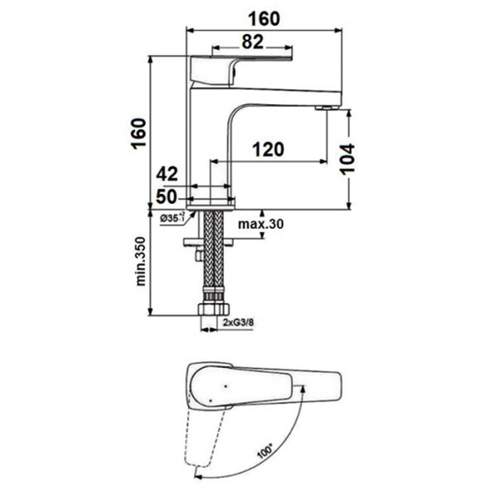 Ideal Standard Esla Lavabo Bataryası Blue Start Krom BC223AA