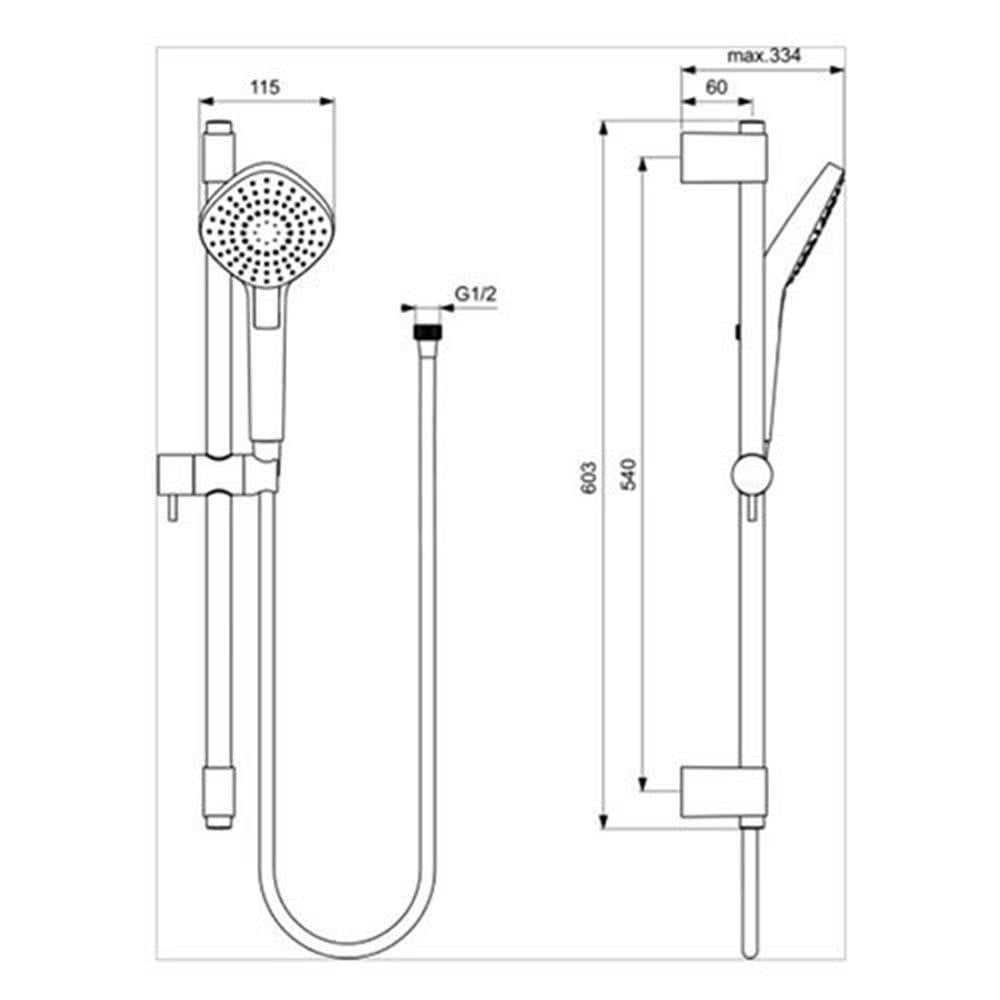 Ideal Standard IdealRain Evo Diamond 115 Sürgülü El Duş Takımı 60 cm Sürgü Krom B2234AA