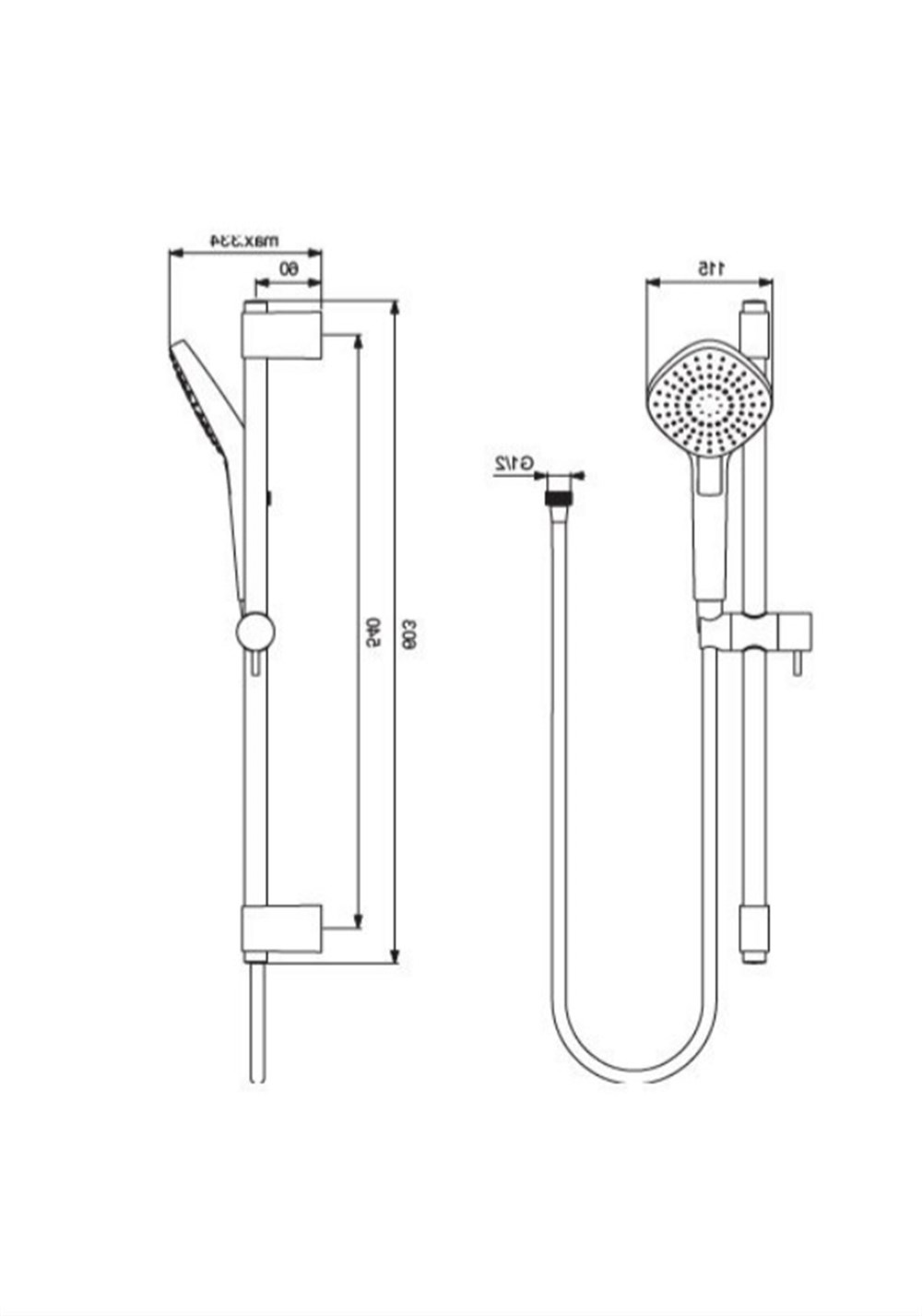 Ideal Standard IdealRain Evo Diamond 115 Sürgülü El Duş Takımı, 60 cm Sürgü B2234AA