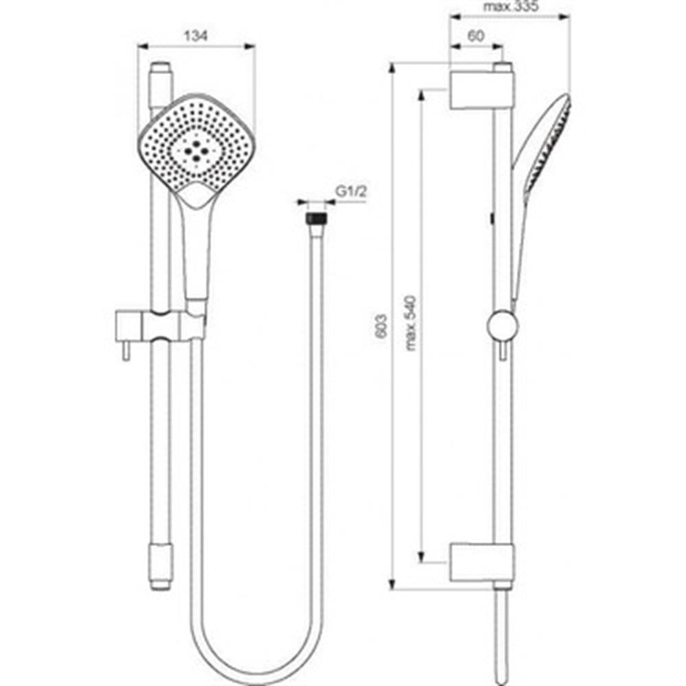 Ideal Standard IdealRain EvoJET Diamond 134 Sürgülü El Duş Takımı 60 cm Sürgü Krom B1762AA
