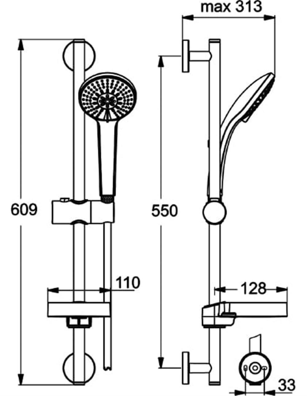 Ideal Standard IdealRain Sürgülü Duş Seti 10 cm Çap Krom B9415AA