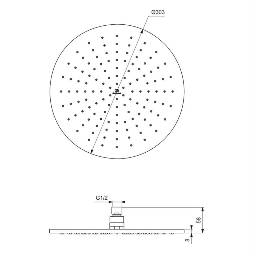 Ideal Standard IdealRain Tepe Duşu Mat Siyah 30 cm A5803XG