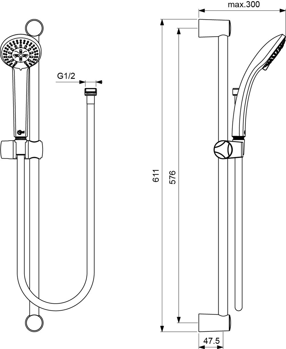 Ideal Standard IdealStream Sürgülü Duş Sistemi, 3 Fonksiyonlu, 8 cm B1489AA