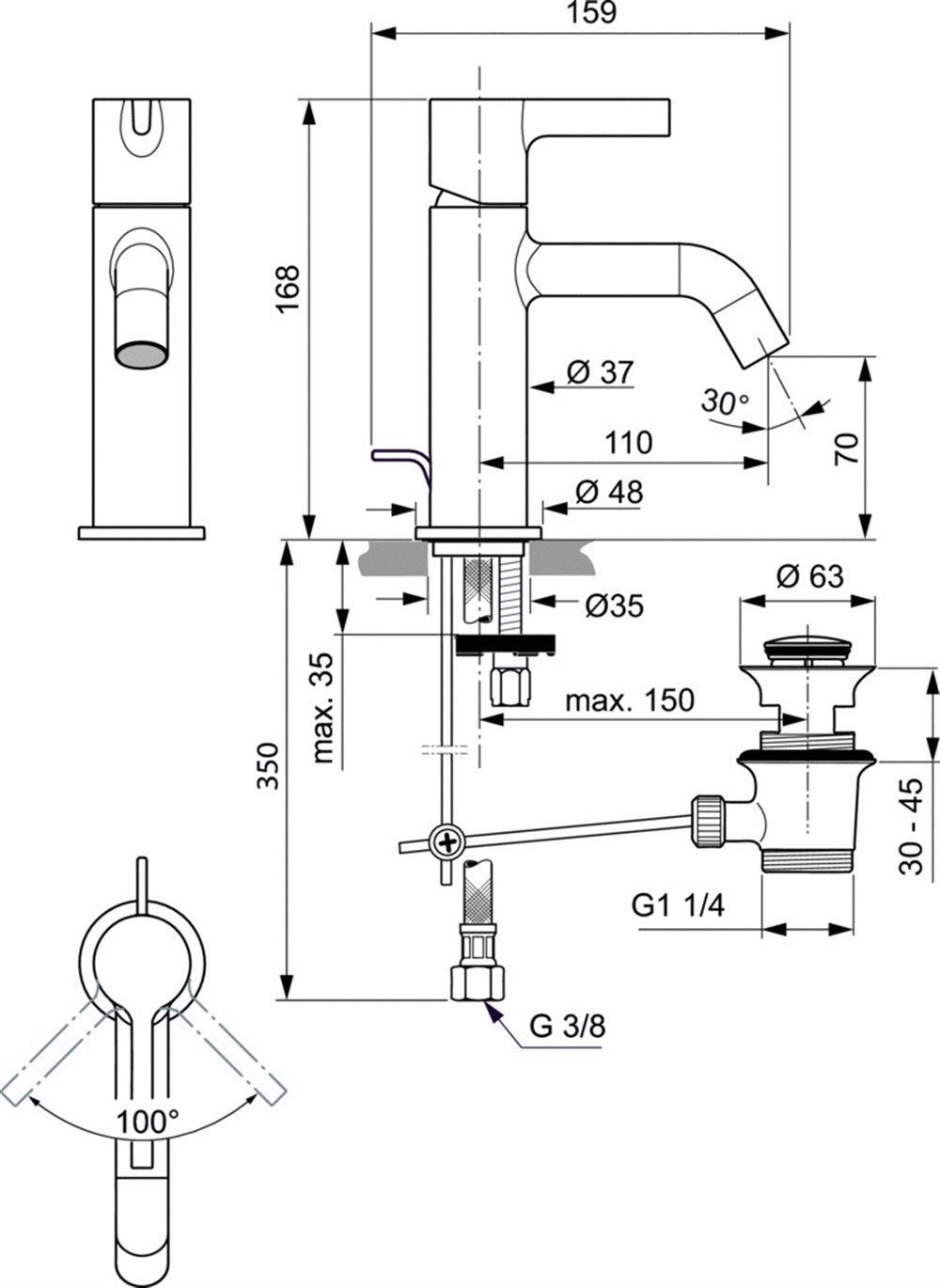 Ideal Standard Joy Lavabo Bataryası Gümüş Fırtına BC775GN