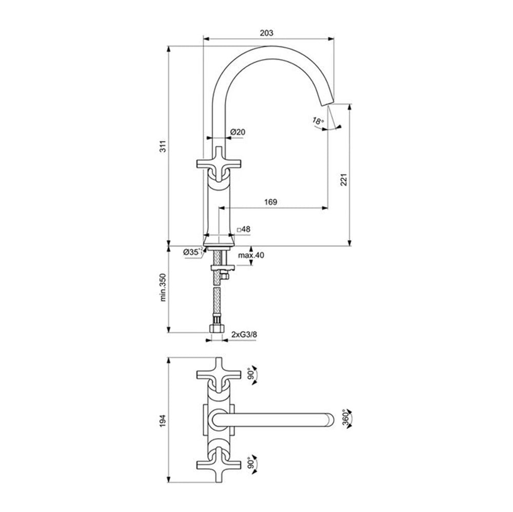 Ideal Standard Joy Neo Kuğu Lavabo Bataryası Krom BD152AA