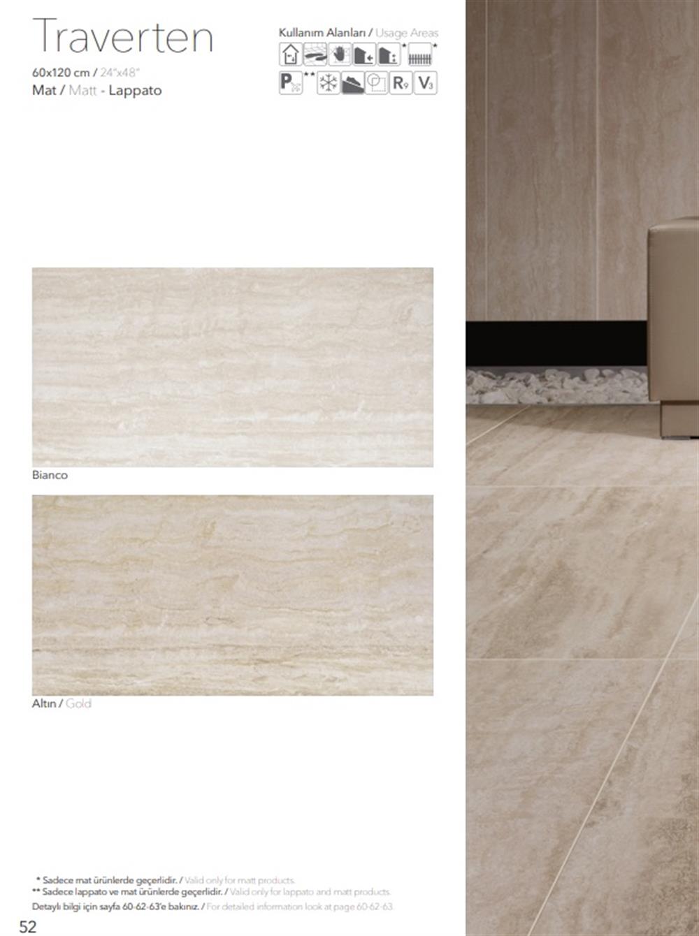 Seranit 60x120 Traverten Altın Fon Mat / Lappato