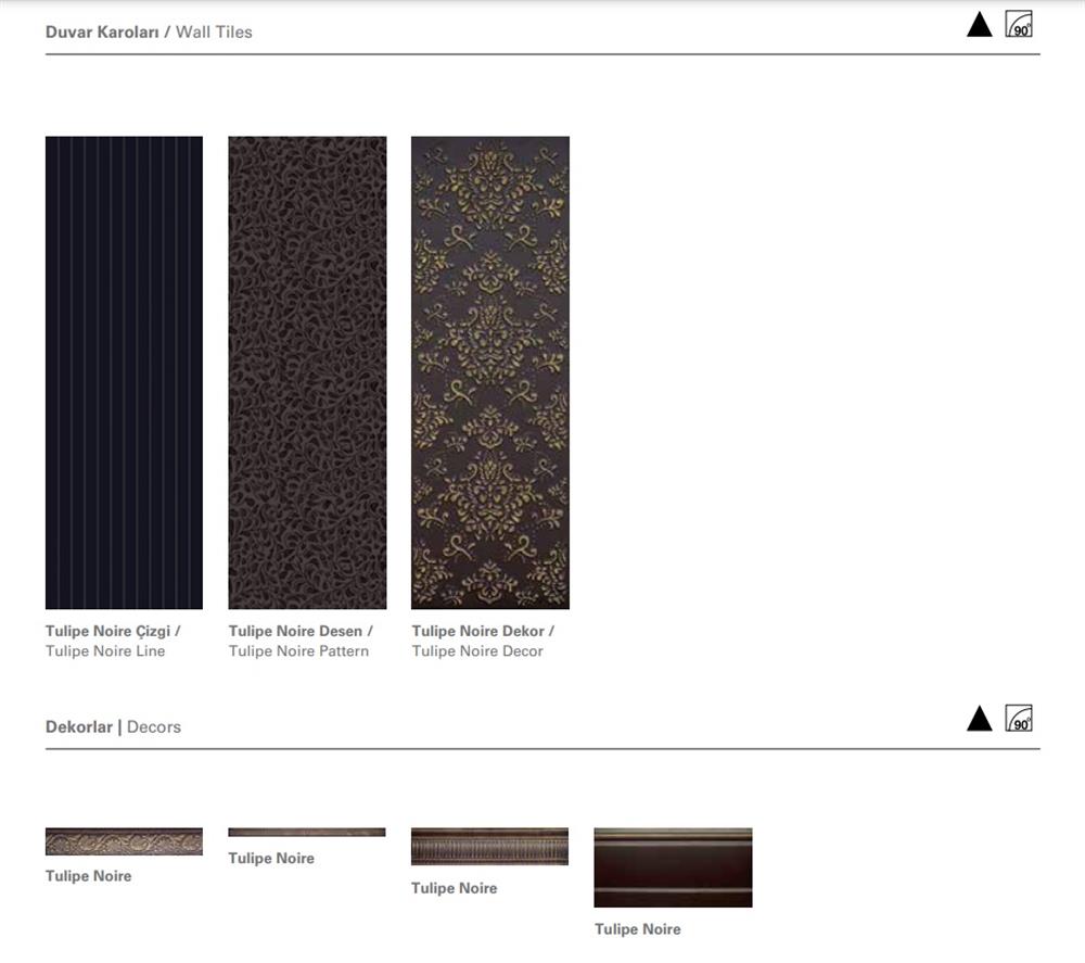 Villeroy & Boch 30x90 La Diva Tulipe Noir Çizgi Dekor