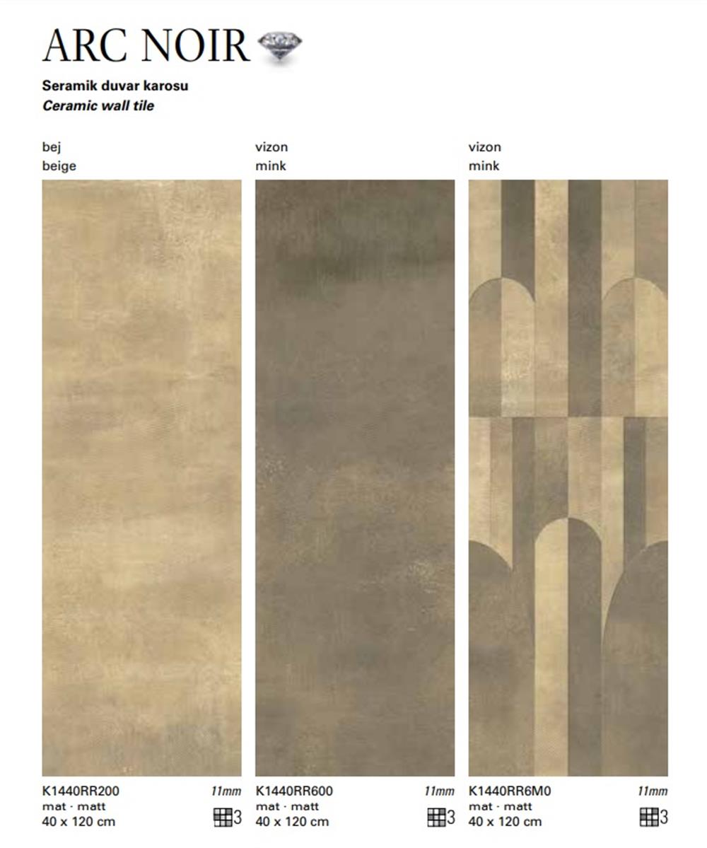 Villeroy & Boch 40x120 Arc Noir Bej Mat Rec