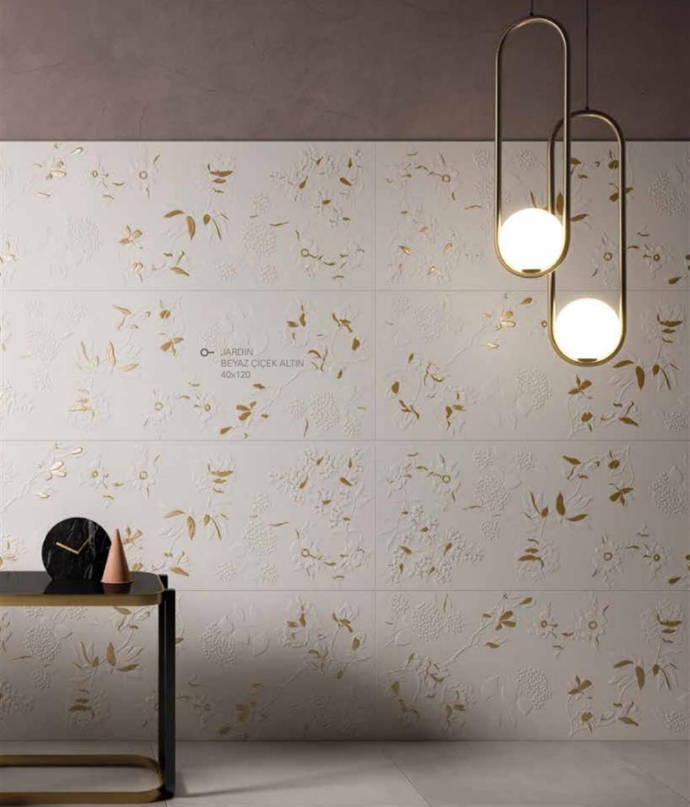 Villeroy & Boch 40x120 Jardin Beyaz Altın Dekor Mat Rec