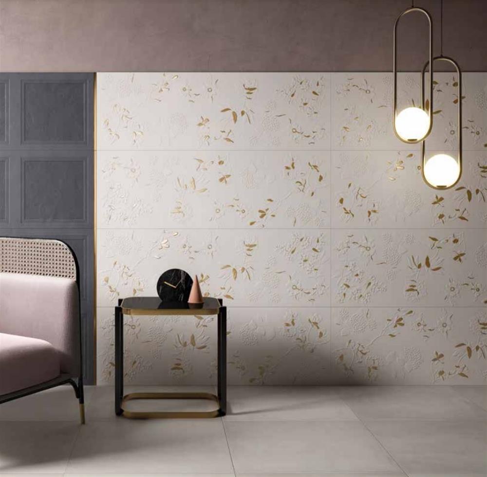 Villeroy & Boch 40x120 Jardin Beyaz Altın Dekor Mat Rec