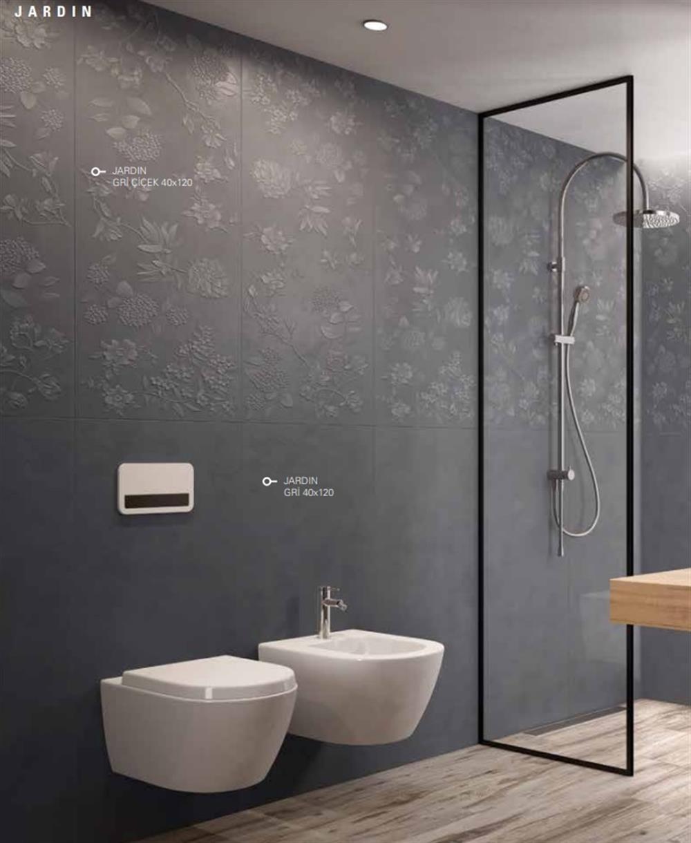 Villeroy & Boch 40x120 Jardin Gri Çiçek Dekor Mat Rec