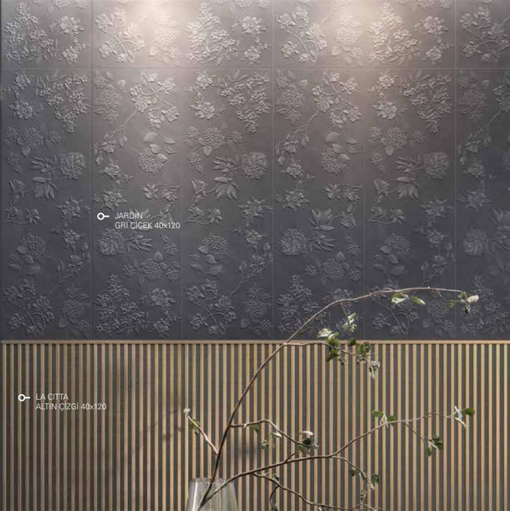 Villeroy & Boch 40x120 Jardin Gri Çiçek Dekor Mat Rec