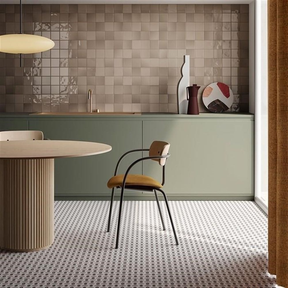 VitrA 10x10 Retromix Fon Taş Gri Parlak Yer ve Duvar Seramiği - K94993080001VTE0