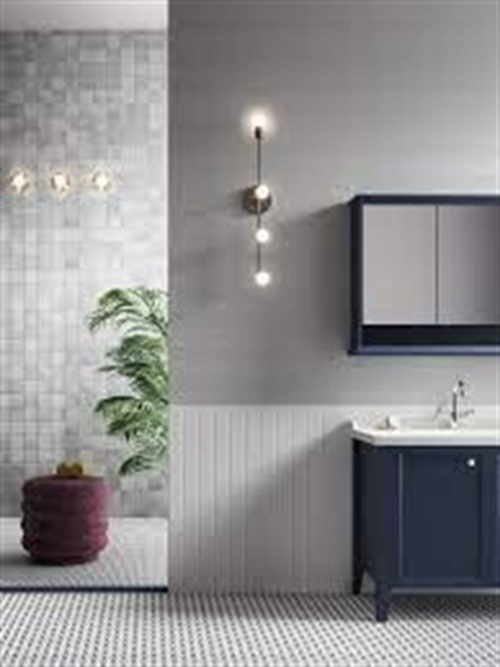 VitrA 10x10 Retromix Fon Taş Gri Parlak Yer ve Duvar Seramiği - K94993080001VTE0