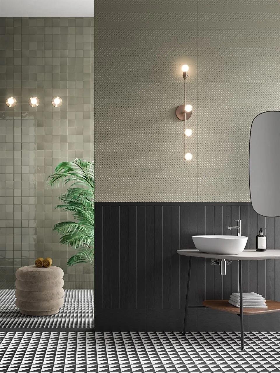 VitrA 10X10 Retromix Yosun Gri Parlak Yer ve Duvar Seramiği - K94993280001VTE0