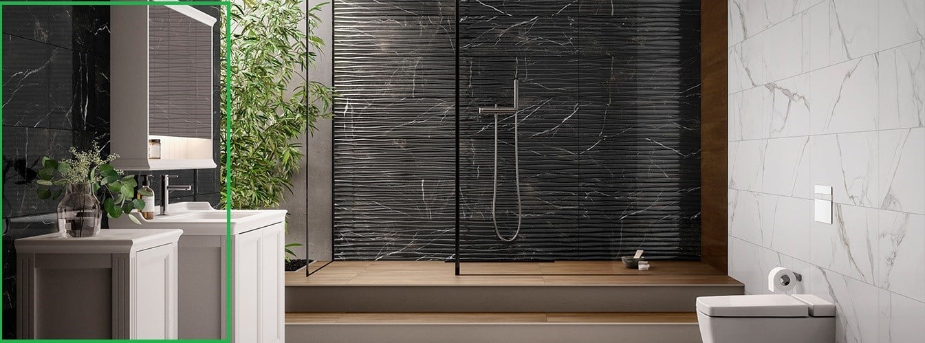 Vitra 30X90 B&W STAR XL YENİ SİYAH PARLAK Duvar Seramiği