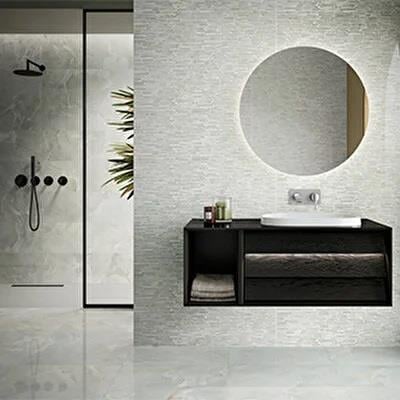 Vitra 30x90 Crystal Gri Dekor Parlak Duvar Seramiği