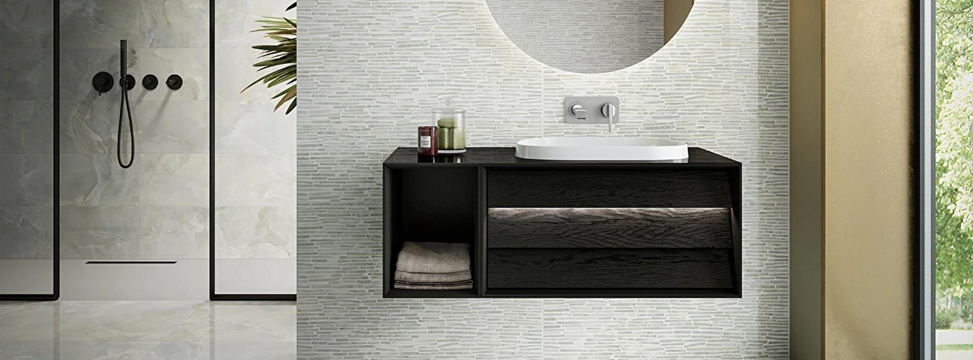 Vitra 30x90 Crystal Gri Fon Parlak Duvar Seramiği