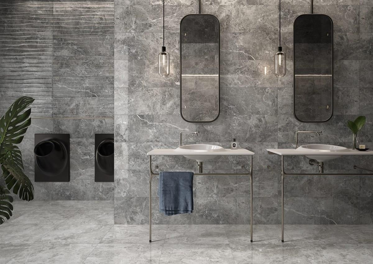 Vitra 30x90 Tundra Sky Gri Mat 8Rek Duvar Seramiği