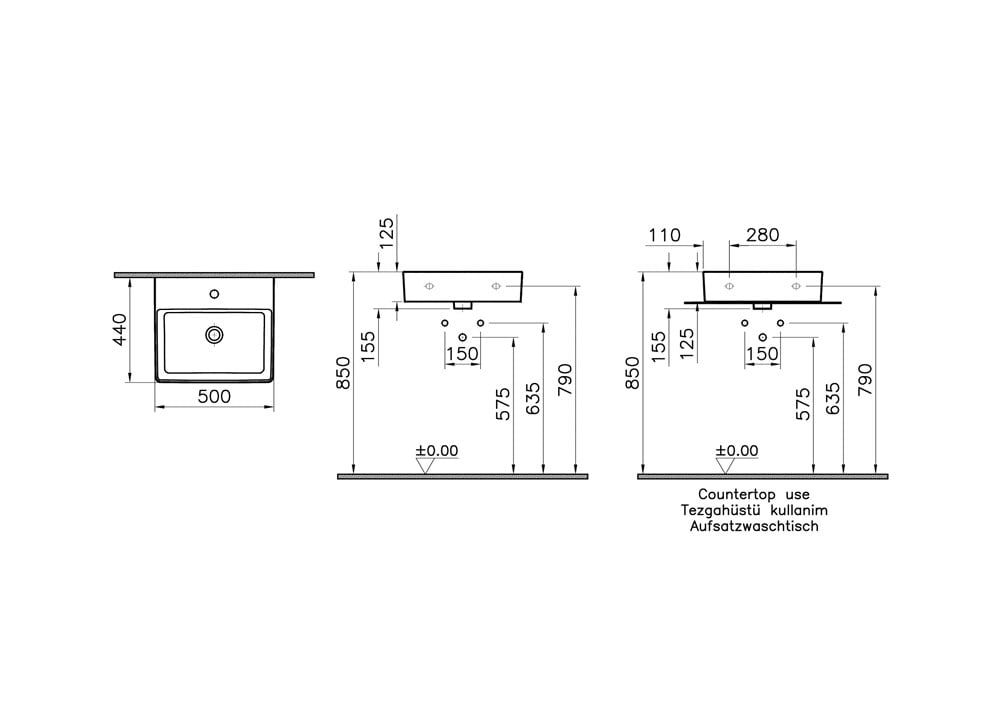 VitrA Nuo Çanak Lavabo 50 cm 7431B003-0661