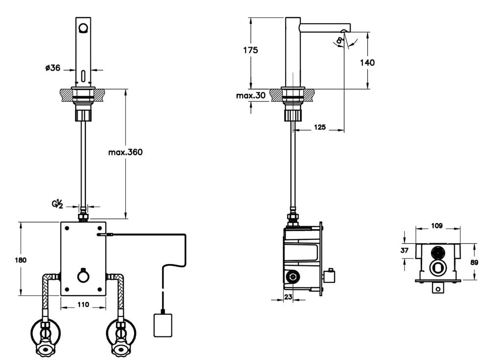 Vitra Origin Temassız Lavabo Bataryası Elektrikli Çift Su Girişli Krom A47213
