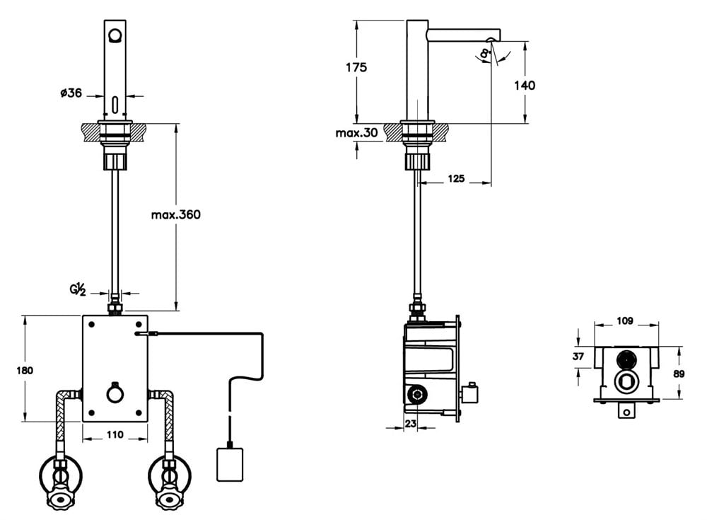 Vitra Origin Temassız Lavabo Bataryası Elektrikli Çift Su Girişli Fırçalı Nikel A4721334