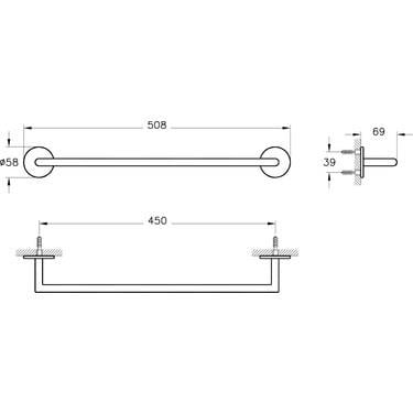Vitra Origin Uzun Havluluk Krom A44886