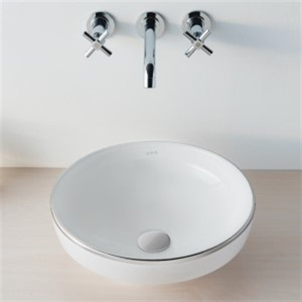 VitrA Water Jewels Çanak Lavabo Armatür Deliksiz 40 cm Beyaz Platin Çizgili  4334B071-2300