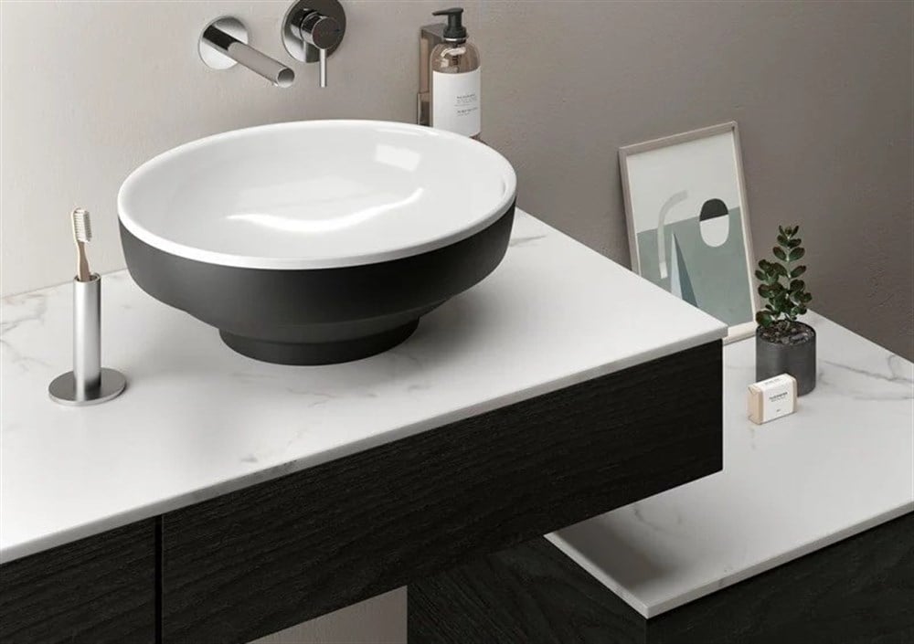 Water Jewels Çanak Lavabo Armatür Deliksiz 40 cm Siyah Beyaz 4334B497-1747