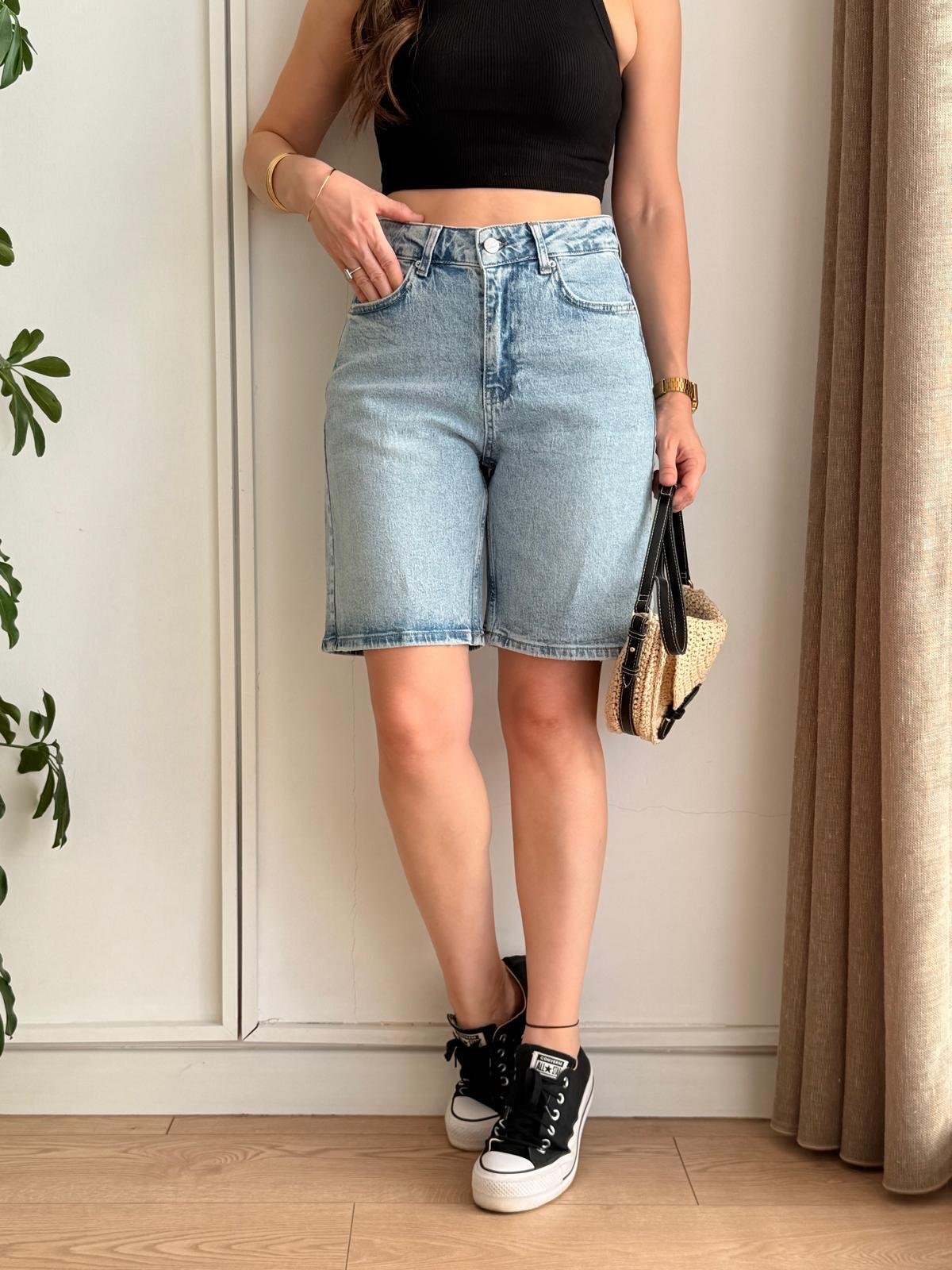Açık mavi Cepli Denim Şort 2029