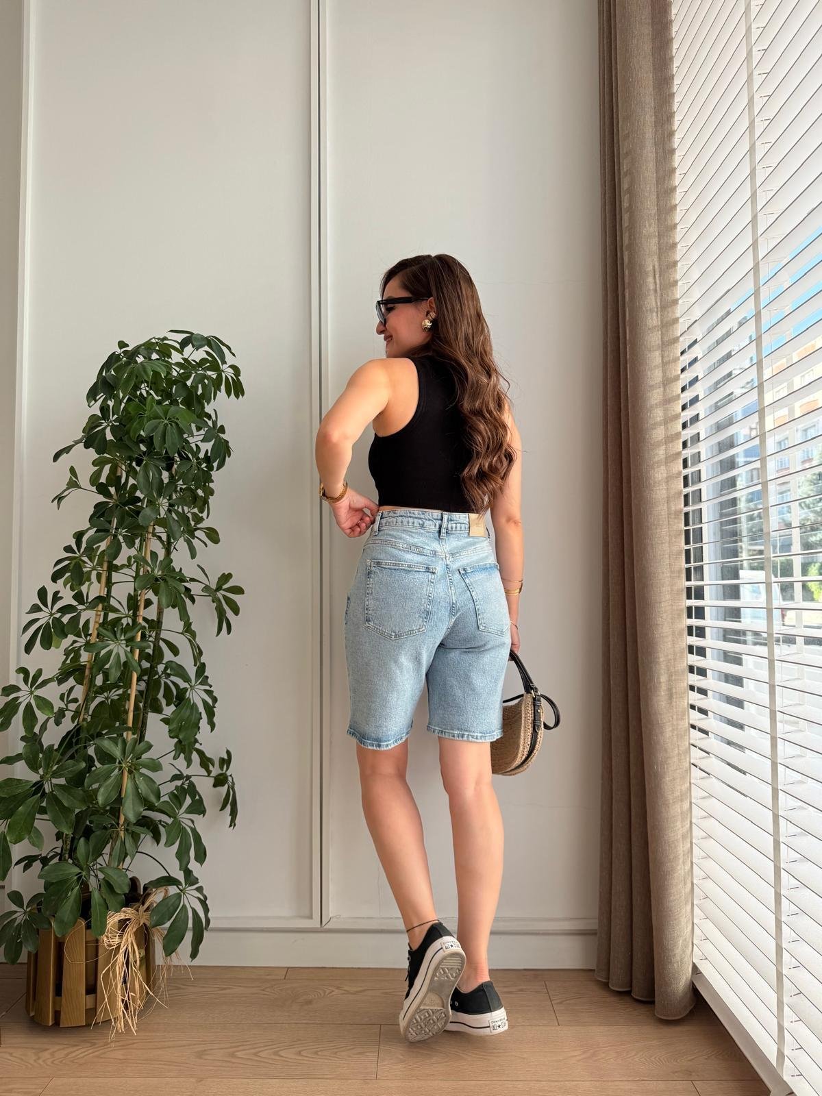 Açık mavi Cepli Denim Şort 2029