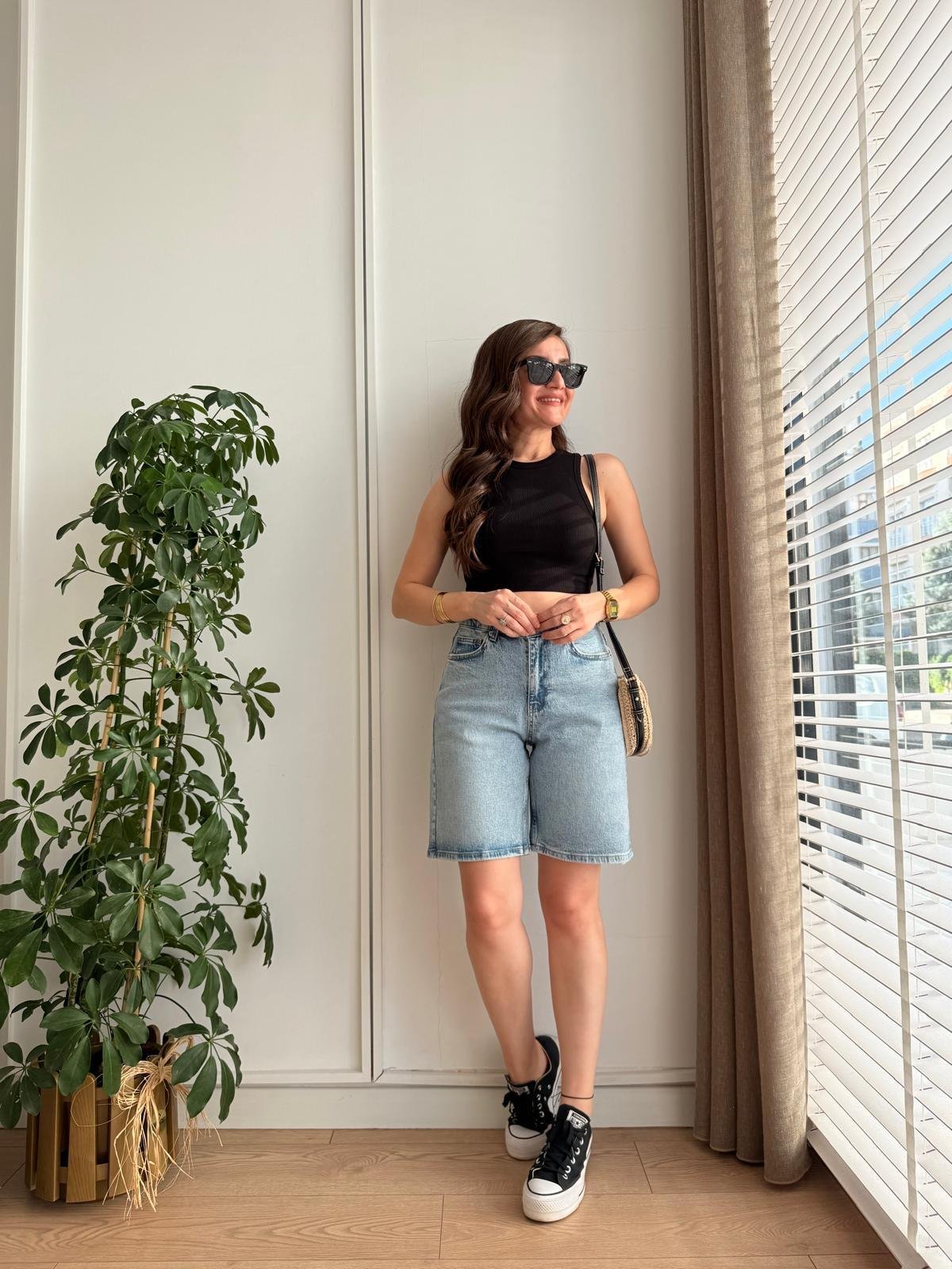 Açık mavi Cepli Denim Şort 2029