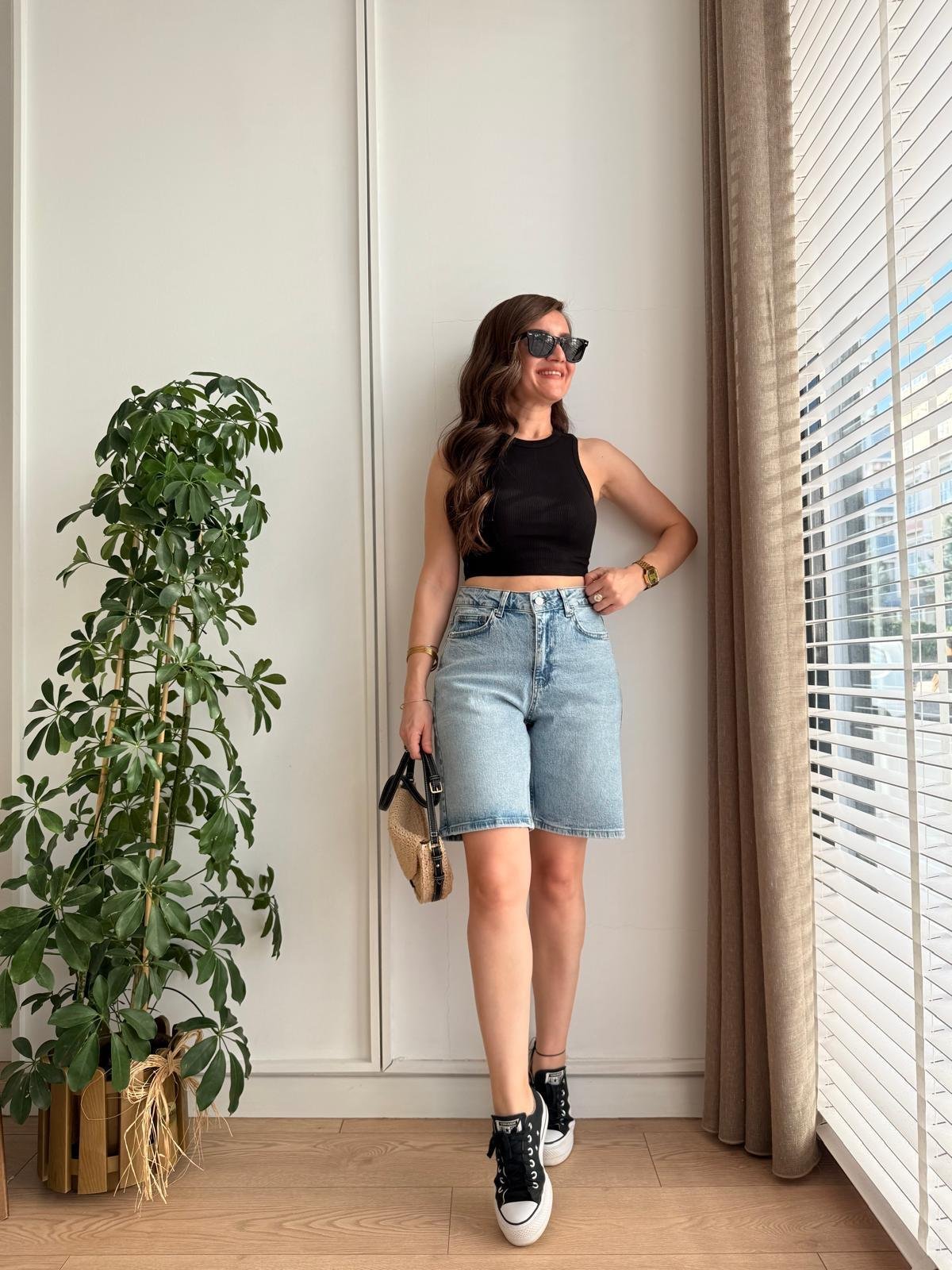 Açık mavi Cepli Denim Şort 2029