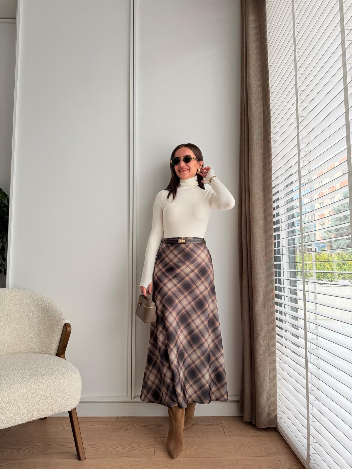 Antrasit Ekose Desen Saten Etek 255334
