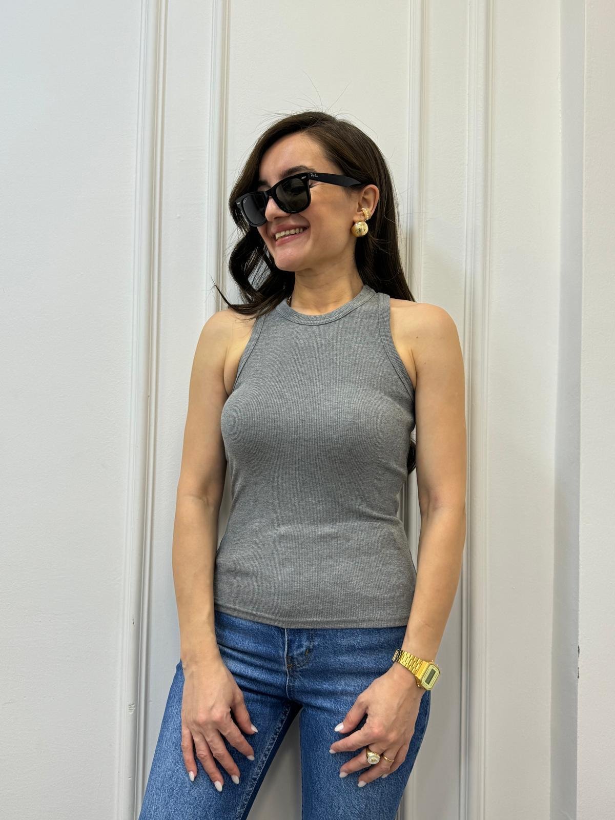 Antrasit Halter Yaka Fitilli Atlet 20853