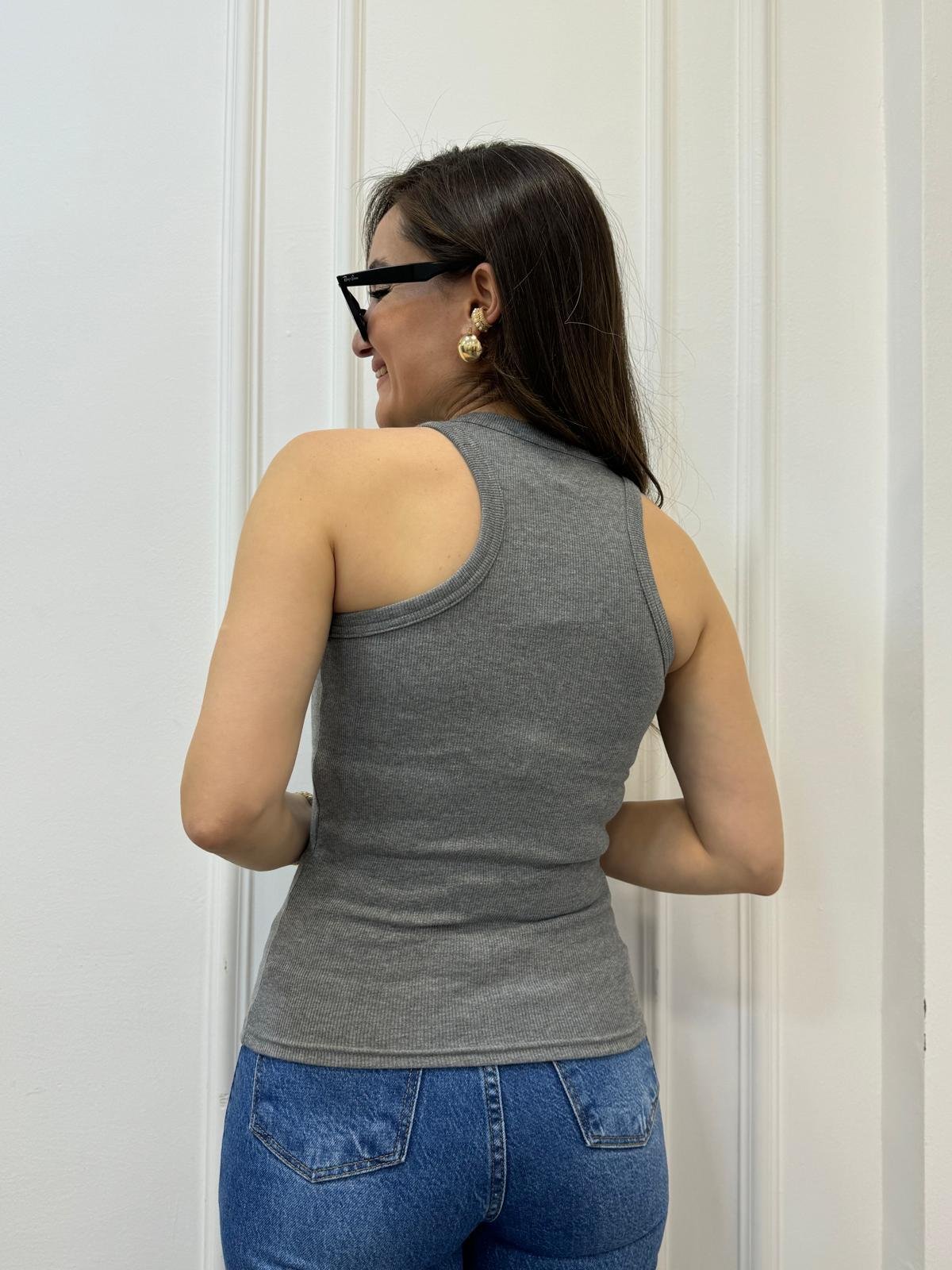 Antrasit Halter Yaka Fitilli Atlet 20853