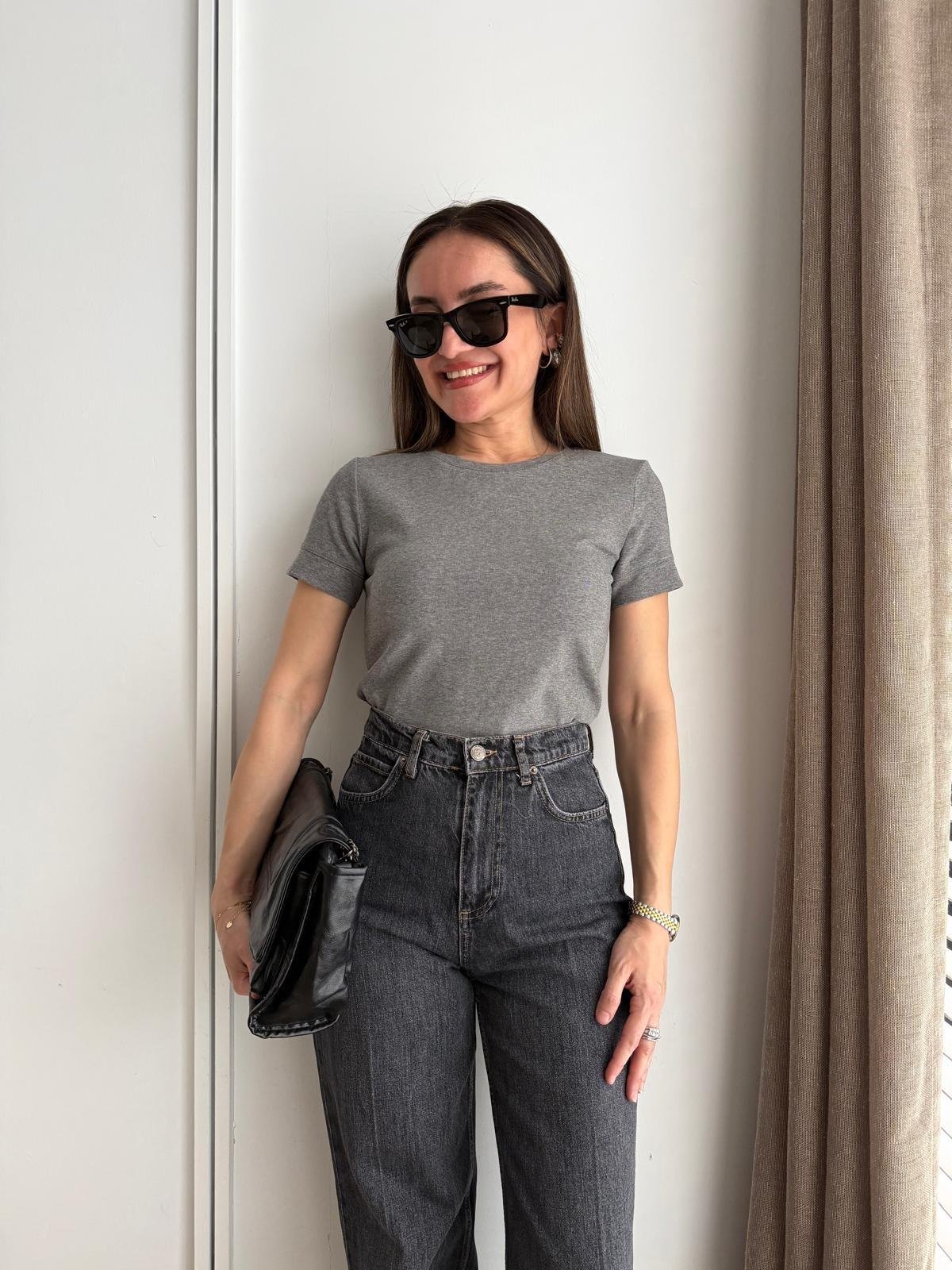 Antrasit Kısa Kolu Basic Tshirt 32637