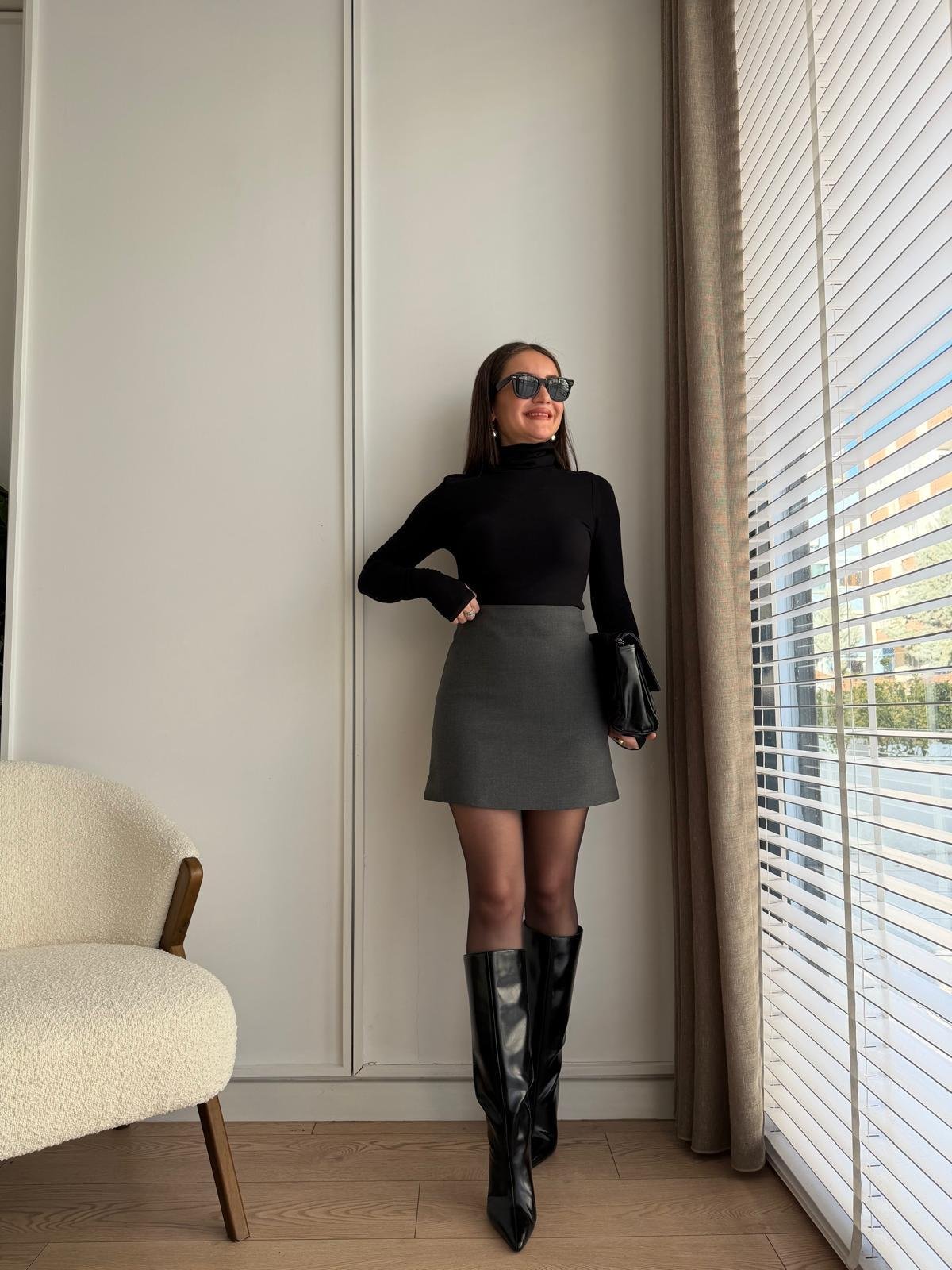 Antrasit Lüx Kalite Mini Boy Etek 17301