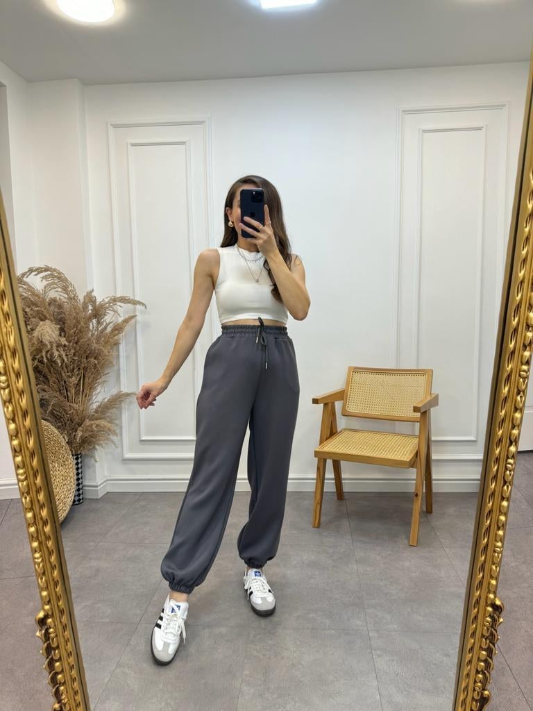 Antrasit Modal Kumaş Bileği Lastikli Eşofman TK03