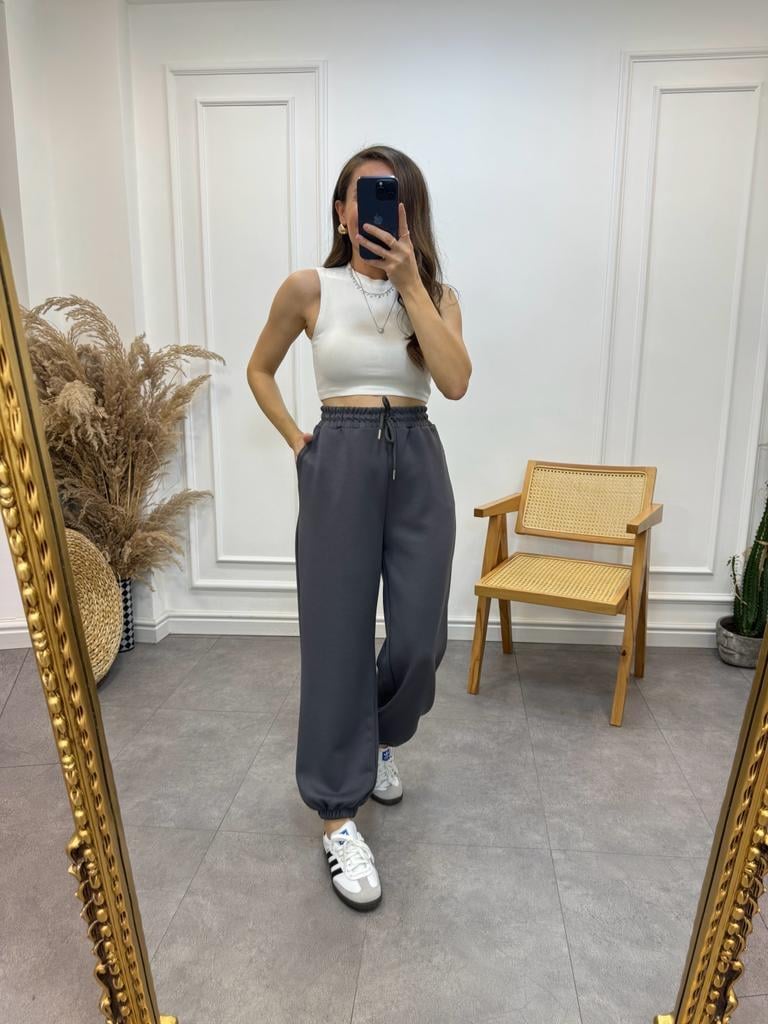 Antrasit Modal Kumaş Bileği Lastikli Eşofman TK03