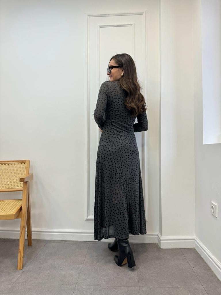 Antrasit Orjinal Marka Askılı Asratlı Tasarım Elbise 1901