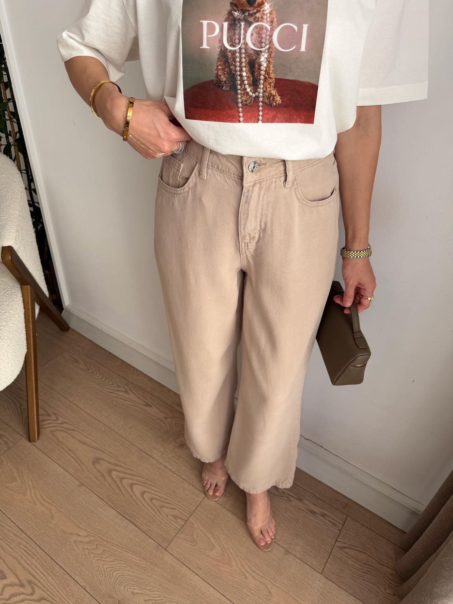 Bej Bilek Boy Bol Paça Tensel Jean 1026