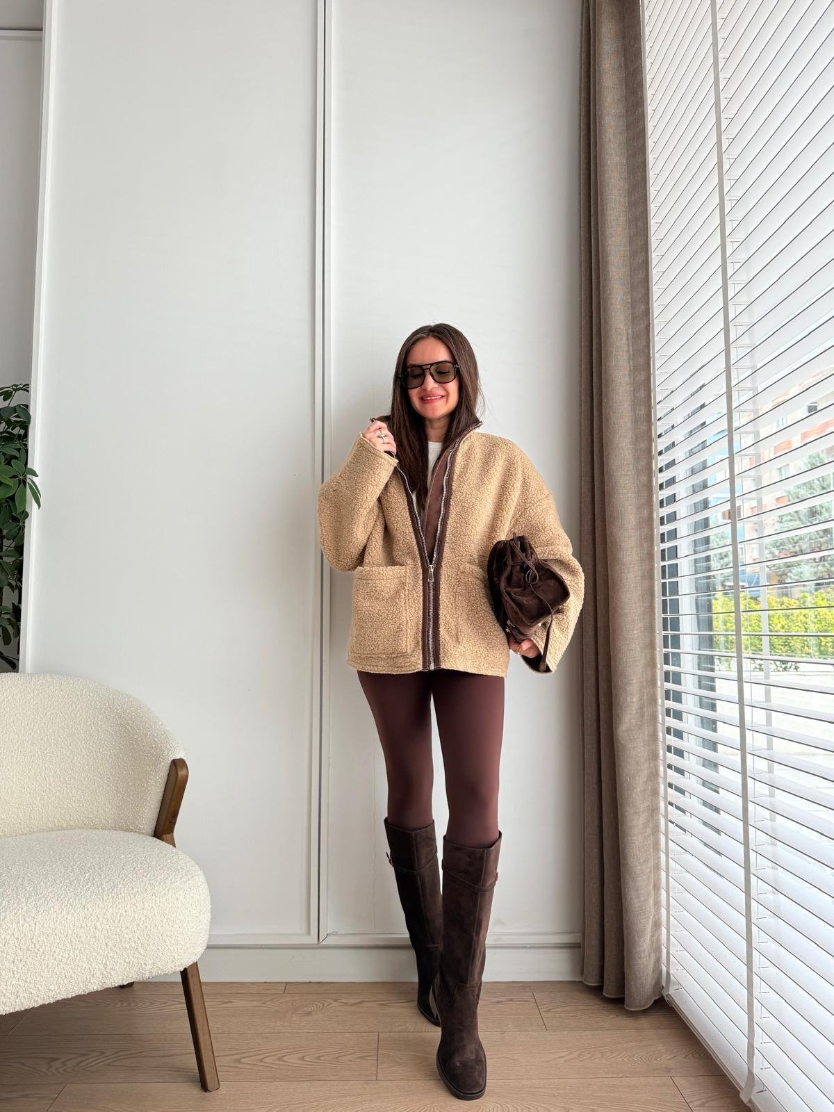 Bej Biyeli Cepli Teddy Mont 36859