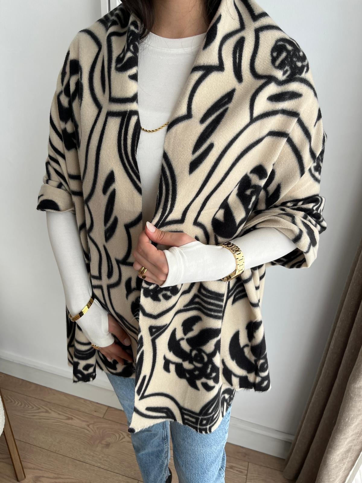 Bej Daire Desenli Şal 15199